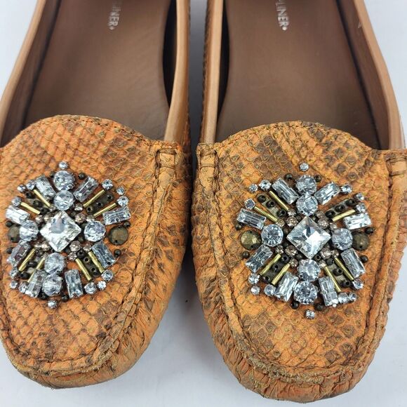 Donald J Pliner Mystic Beaded Flats Snakeskin Embellished Loafers Size 10M - Picture 3 of 11